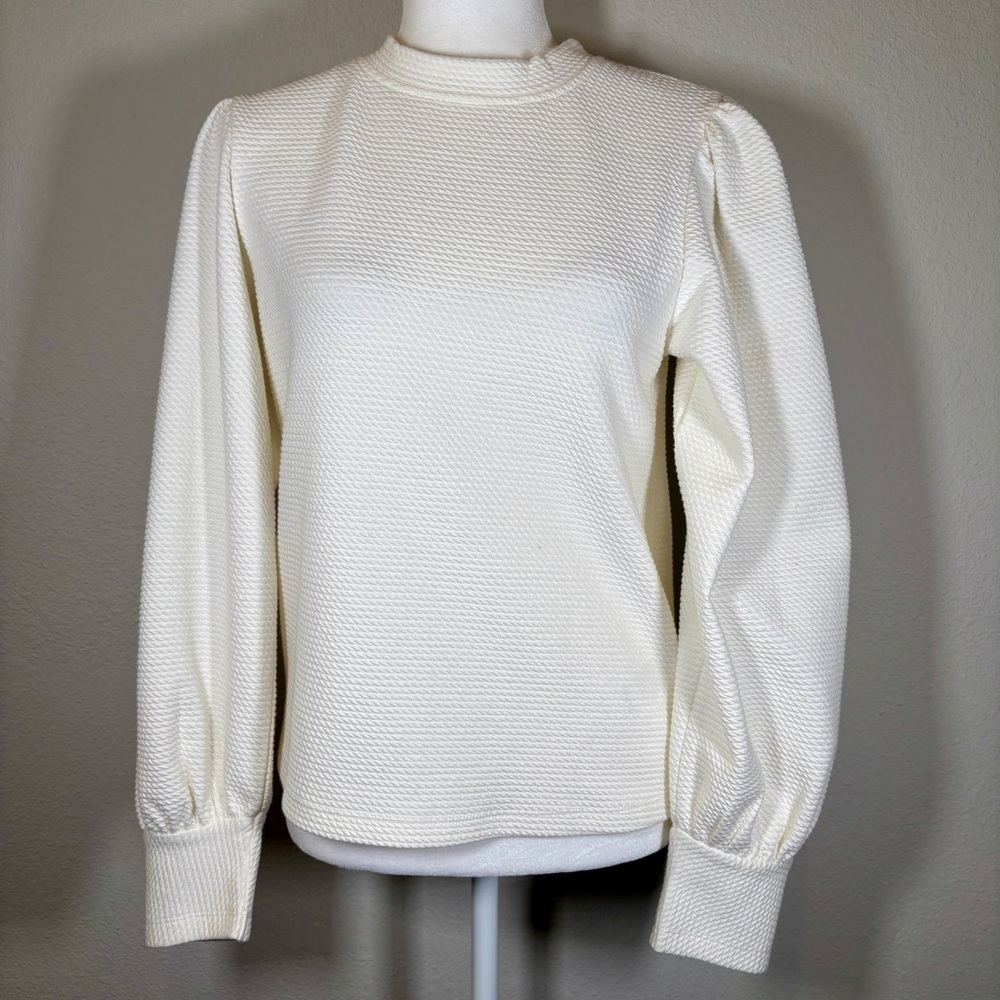 NWT Anthropologie Maeve Cream Textured Pullover Top Size Small